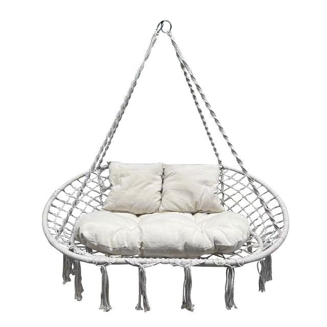 гамак-кресло подвесное DOUBLE белый сталь, хлопок, полиэстер (до 200 кг)