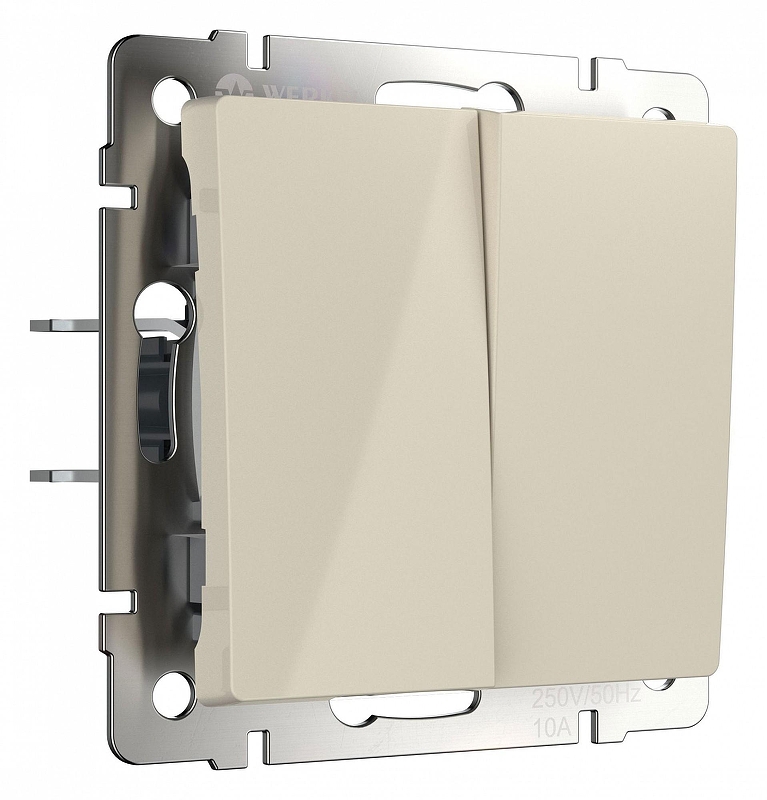 Выключатель проходной двухклавишный с самовозвратом без рамки Werkel слоновая кость W1122403 цвет слоновая кость