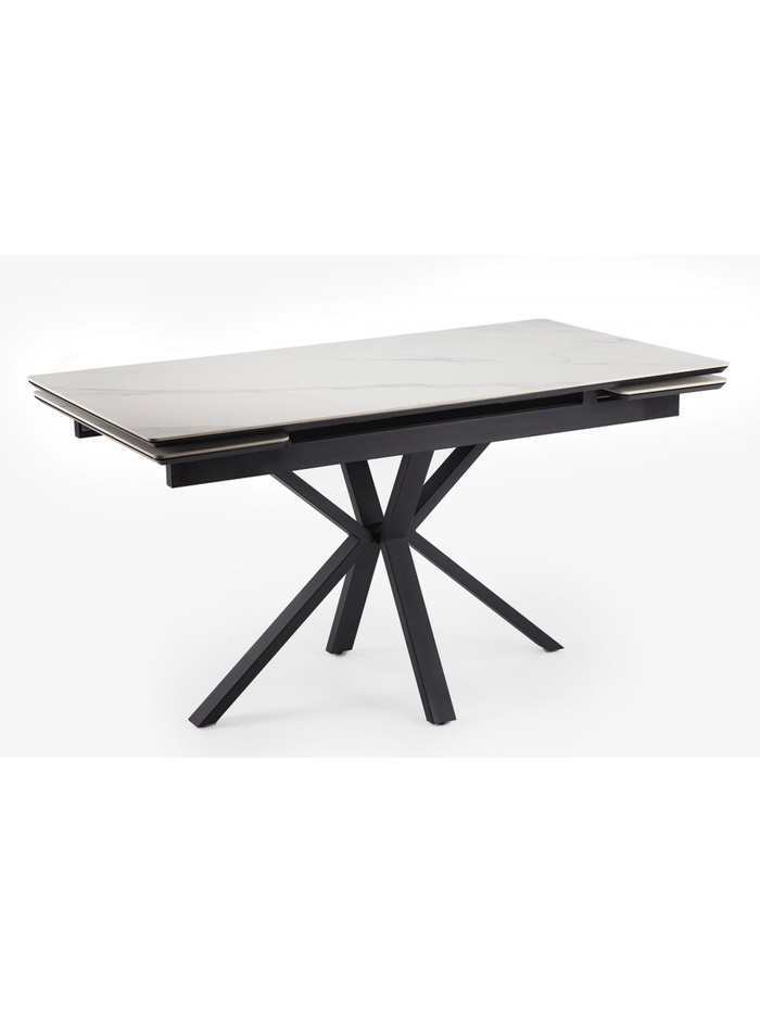 Керамический стол Старлайт 140(200)х80 snow alpin white / черный