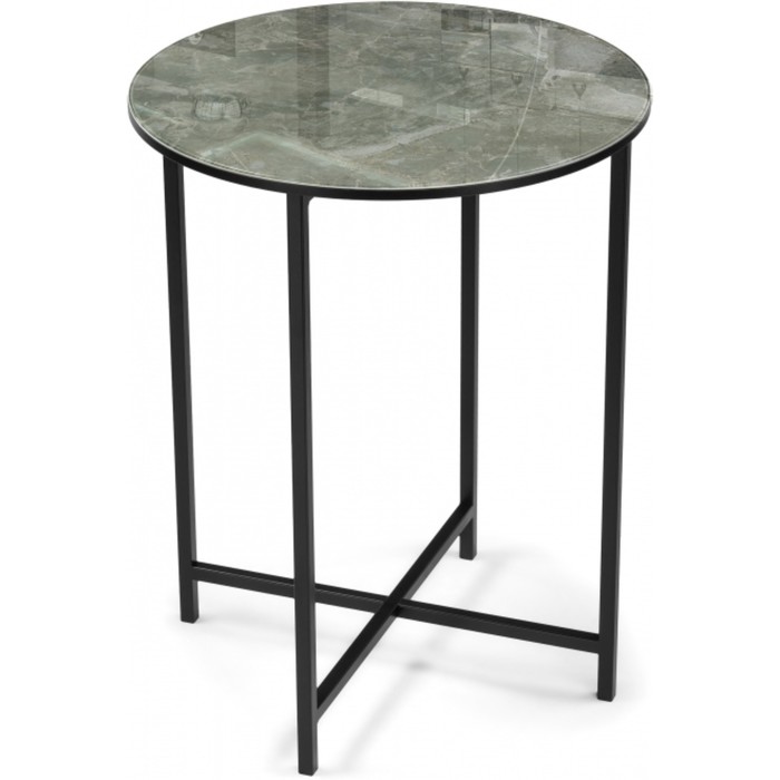 Журнальный стол Волопас металл, королевский мрамор/черный 48x48x60 см