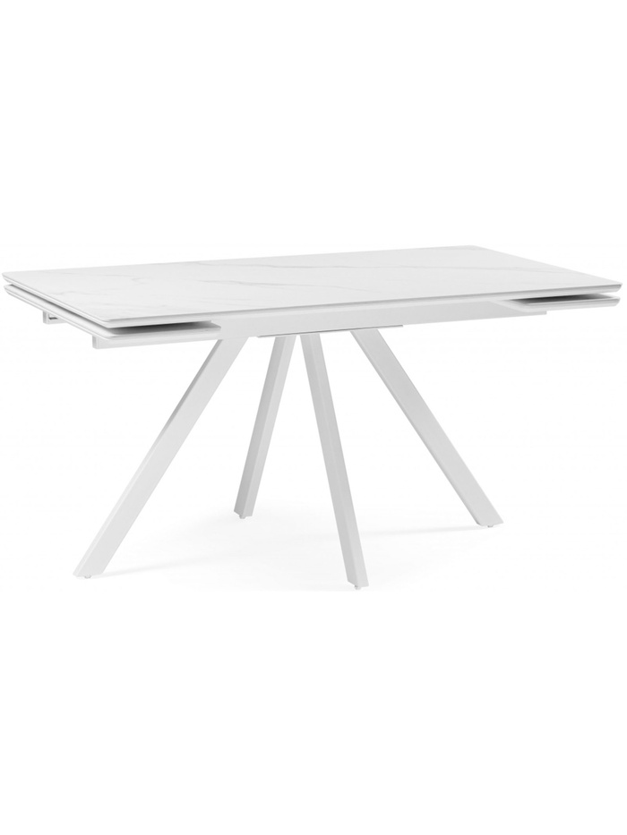 Керамический стол Вилли 140 (200) х 80 белый мрамор alpin white / snow white / белый
