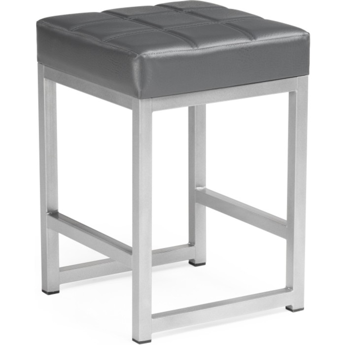 Табурет Khurkroks металл/экокожа, серый/серый 37x37x52 см