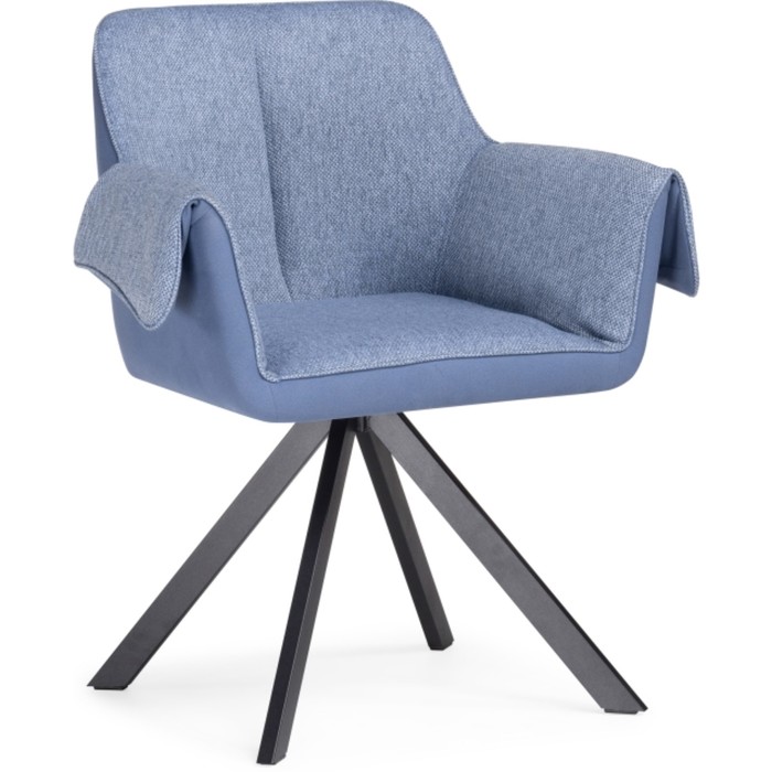 Стул на металлокаркасе Каита металл/ткань, черный/голубой 66x53x86 см