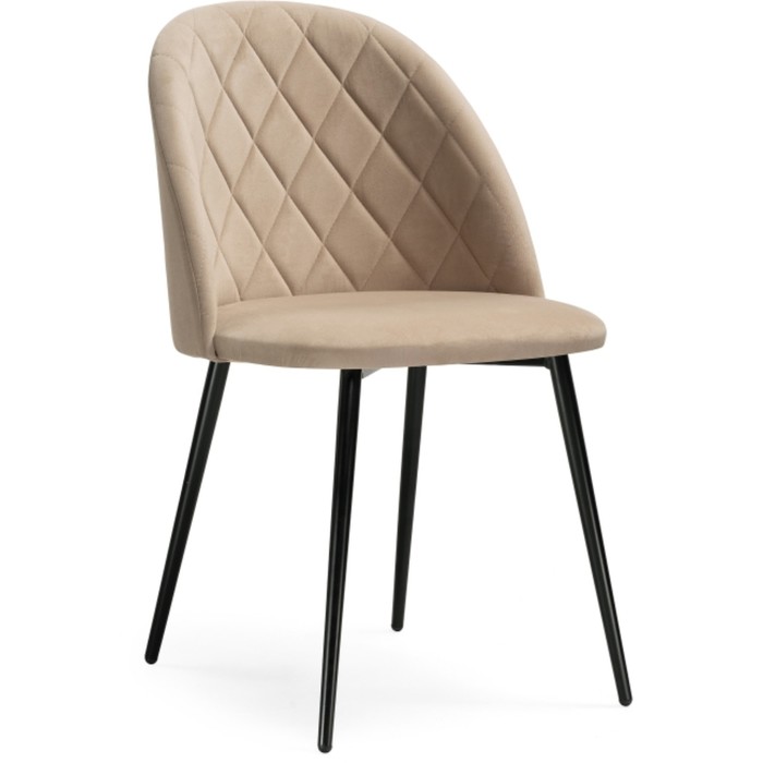 Стул на металлокаркасе Зест металл/велюр, черный/бежевый 50x54x81 см
