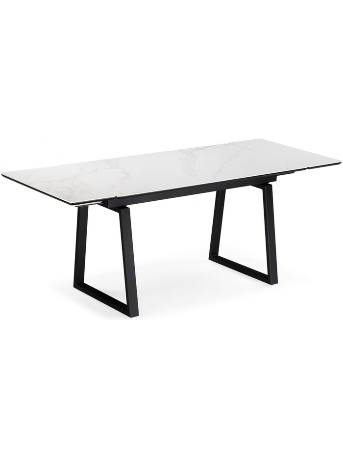 Керамический стол Джек 140(200)х80 белый мрамор alpin white / черный