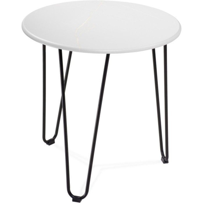 Журнальный стол Шани кварц бежевый/металл, черный 60x60x62 см