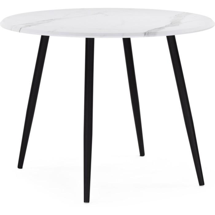 Стол деревянный Абилин мрамор белый/черный матовый металл, черный 100x100x76 см