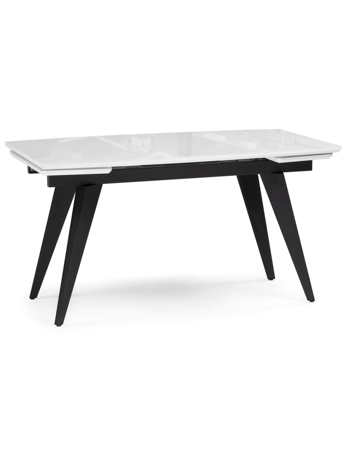 Стеклянный стол Элис 140(200)х80 белый / черный