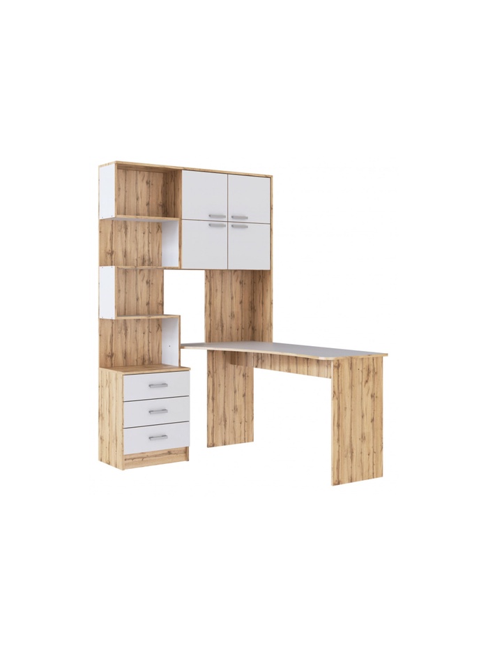 Стол компьютерный Ганор правый дуб вотан / белый