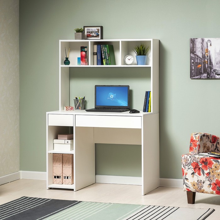 Стол компьютерный «Комфорт 12.77», 1000×498×1470 мм, цвет белый шагрень