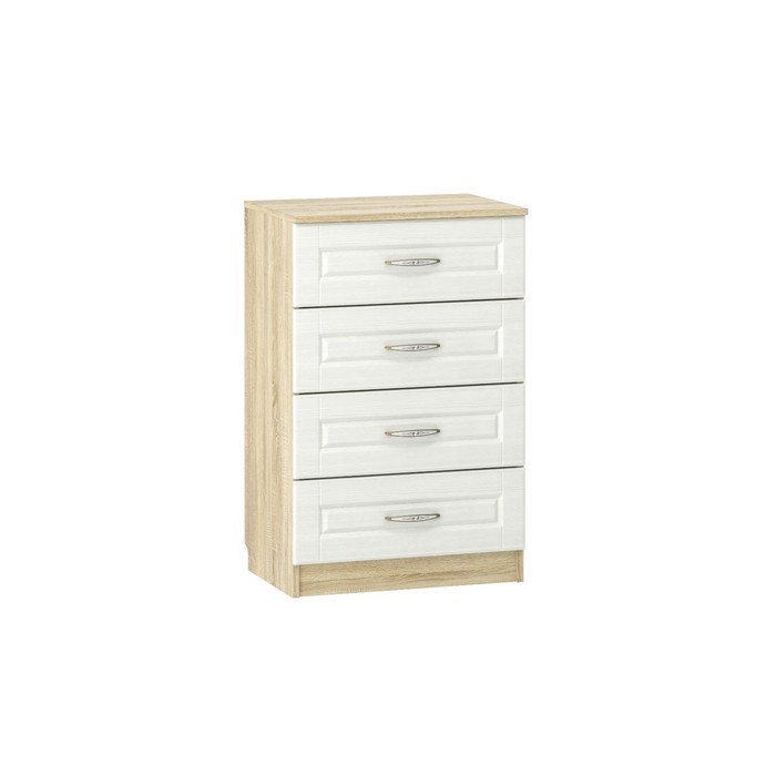 Комод напольный «Оливия», 4 ящика, 602×420×928 мм, цвет дуб сонома/белое дерево МДФ