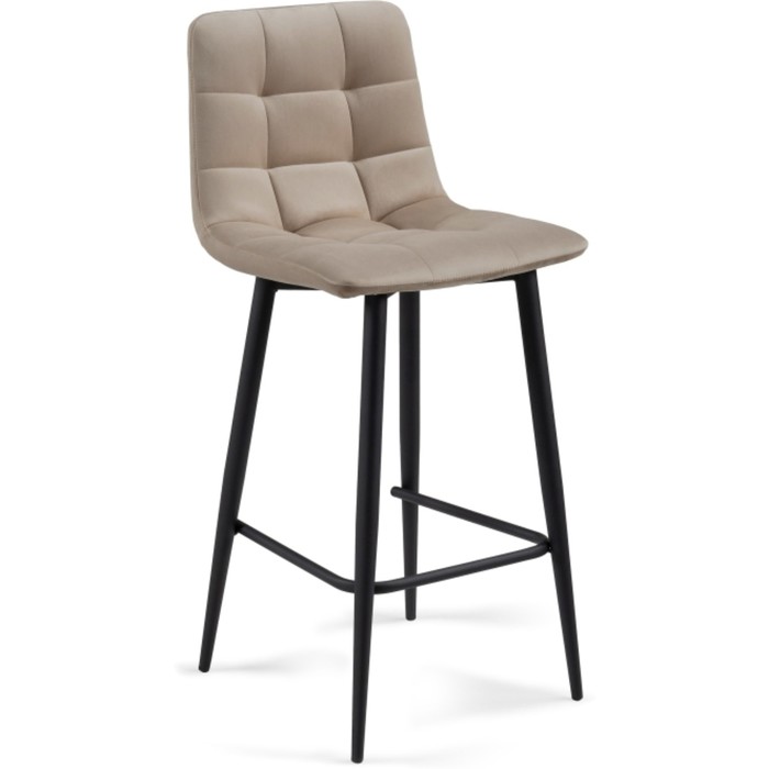 Стул барный Чилли К металл/велюр, черный/бежевый 43x42x93 см