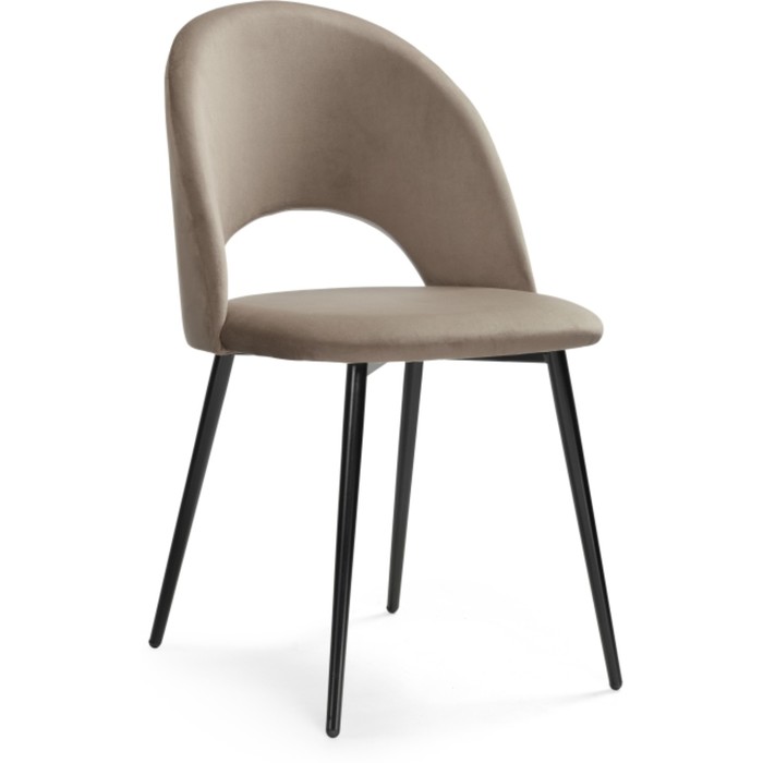 Стул на металлокаркасе Ирре металл/велюр, черный/бежевый 50x55x82 см