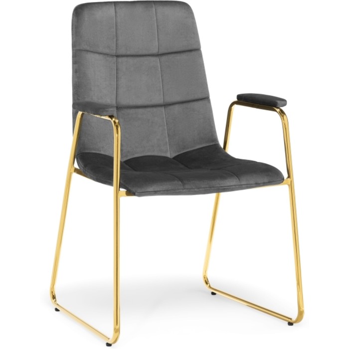 Стул на металлокаркасе Lana металл/велюр, золотой/серый 57x56x88 см