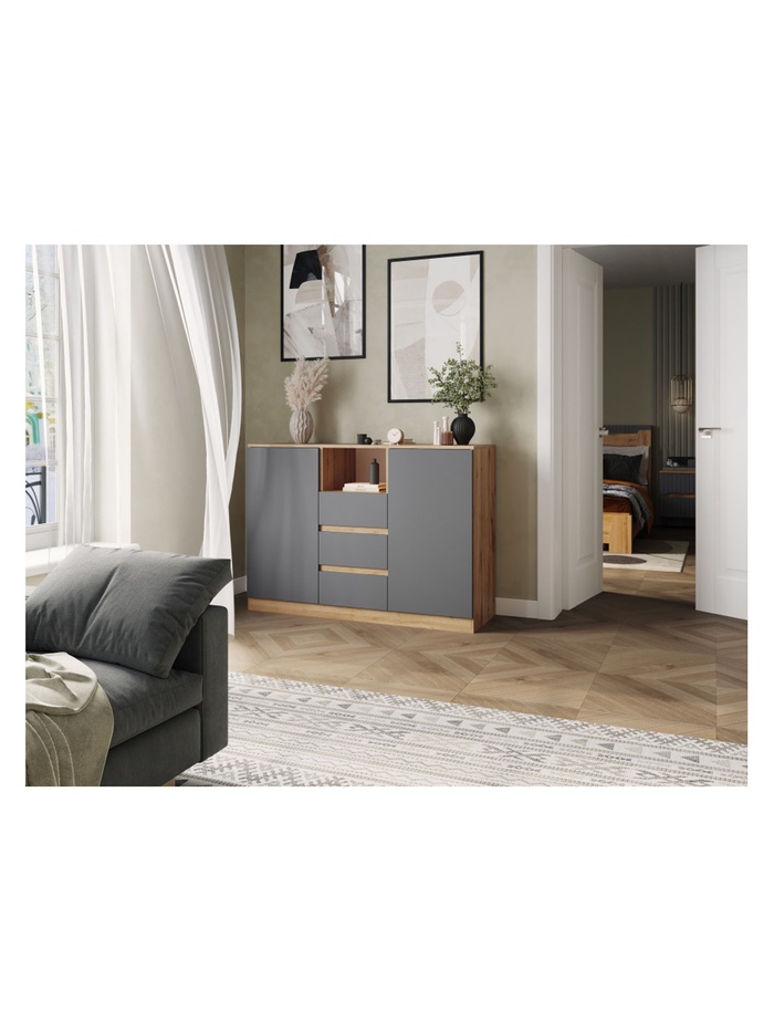 Комод Маллоу-2 дуб вотан / графит софт