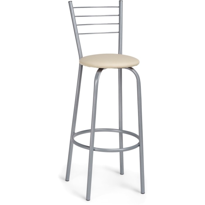 Стул барный Sadov металл/экокожа, серый/бежевый 41x47x104 см