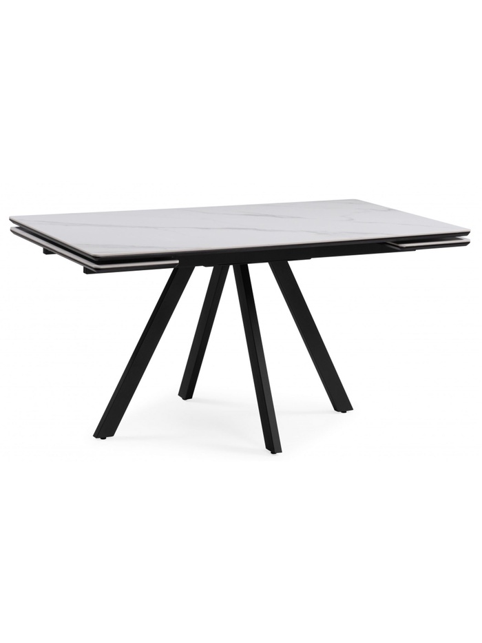 Керамический стол Вилли 140(200)х80 белый мрамор snow white / черный